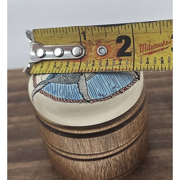 Wooden Circular Trinket Stash Pill Box 2x2" Humpback Whale Nautical - Picture 10 of 11